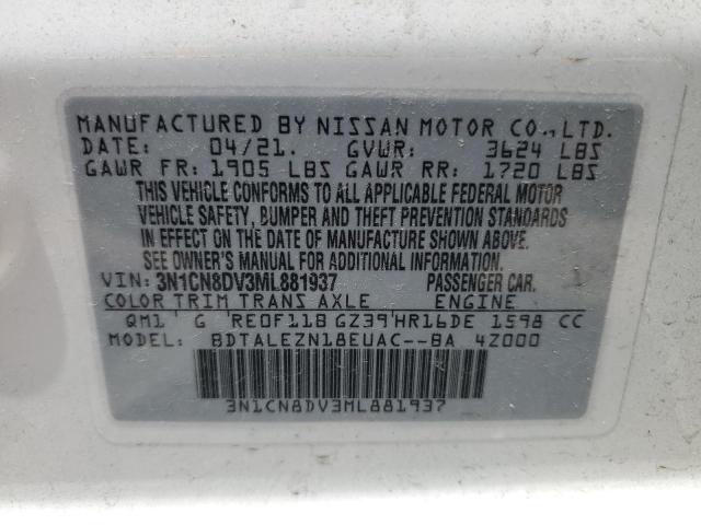 3N1CN8DV3ML881937 Nissan Versa S 13