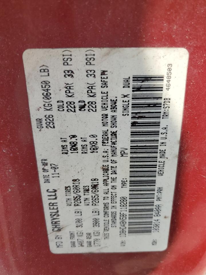 1D8HD48N58F118280 2008 Dodge Durango Slt