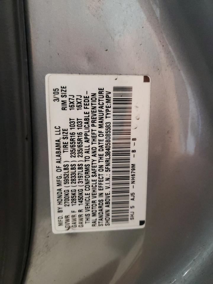 5FNRL38405B085583 2005 Honda Odyssey Ex