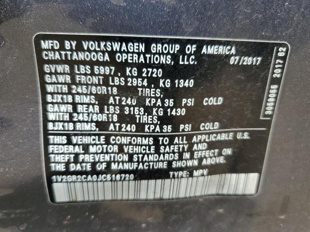 2018 Volkswagen Atlas S VIN: 1V2GR2CA0JC516720 Lot: 58395584