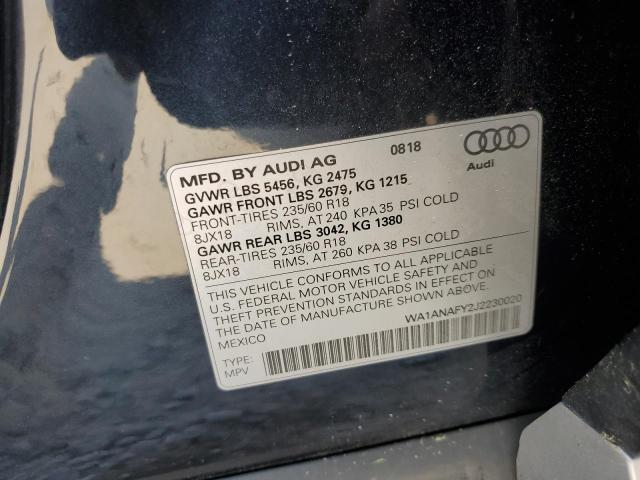 2018 Audi Q5 Premium VIN: WA1ANAFY2J2230020 Lot: 60069054