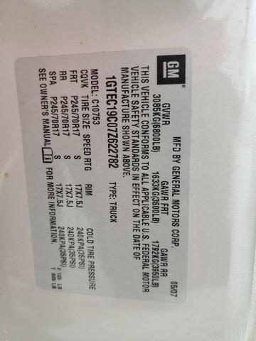 2007 GMC New Sierra C1500 VIN: 1GTEC19C07Z622782 Lot: 54847014