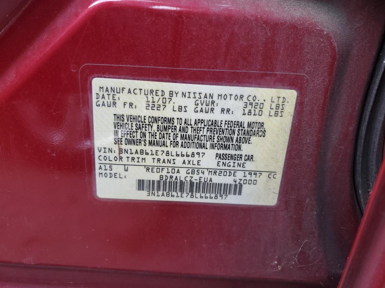 3N1AB61E78L666897 2008 Nissan Sentra 2.0