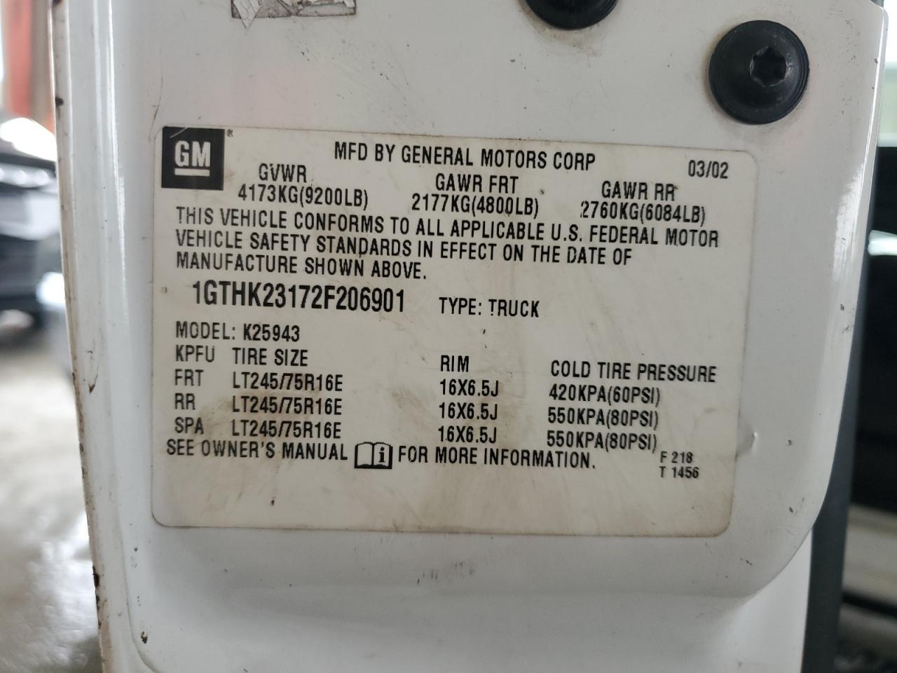 1GTHK23172F206901 2002 GMC Sierra K2500 Heavy Duty