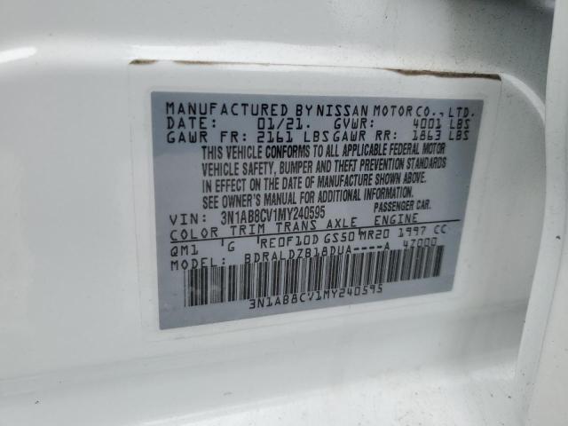 2021 Nissan Sentra Sv VIN: 3N1AB8CV1MY240595 Lot: 57196384