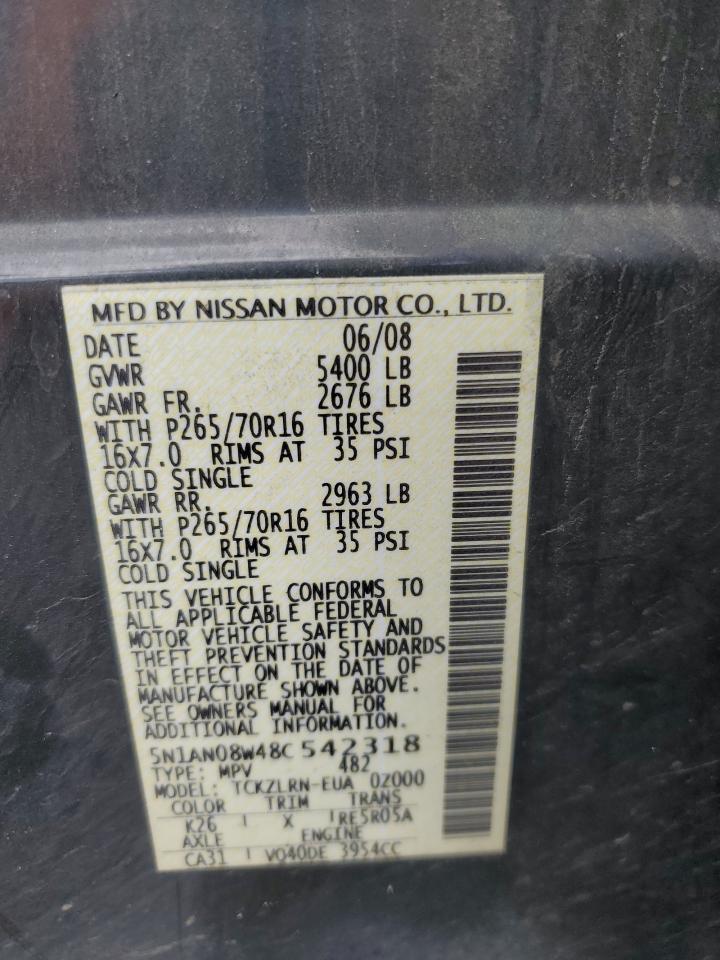 5N1AN08W48C542318 2008 Nissan Xterra Off Road