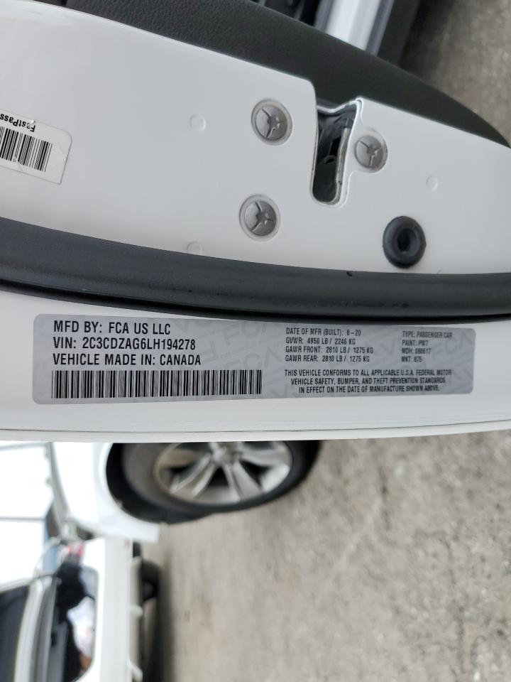 2C3CDZAG6LH194278 2020 Dodge Challenger Sxt