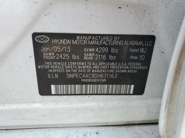 2013 Hyundai Sonata Se VIN: 5NPEC4AC8DH671163 Lot: 58087474