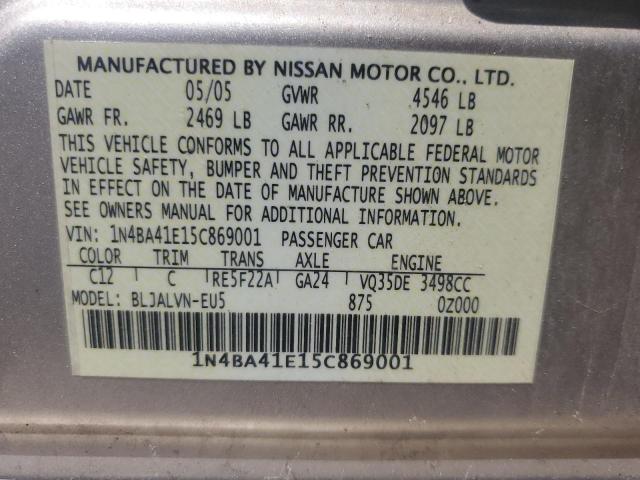 2005 Nissan Maxima Se VIN: 1N4BA41E15C869001 Lot: 59654974