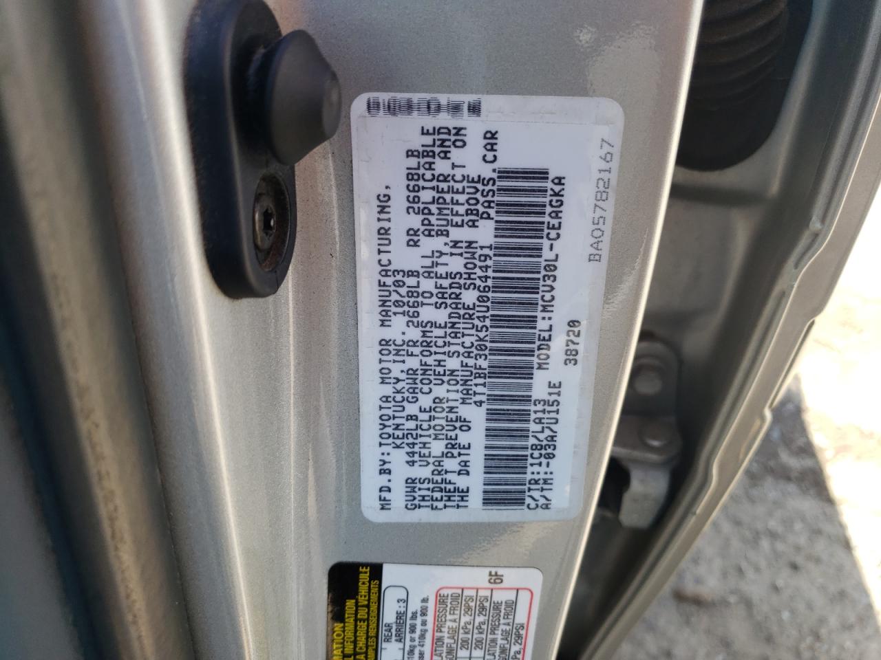 4T1BF30K54U064491 2004 Toyota Camry Le