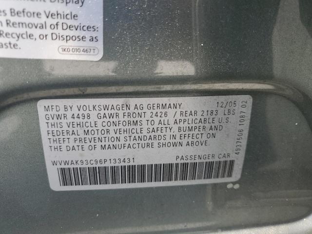 2006 Volkswagen Passat 2.0T VIN: WVWAK93C96P133431 Lot: 58230244