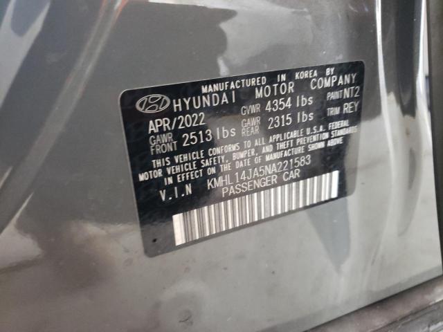 2022 Hyundai Sonata Sel VIN: KMHL14JA5NA221583 Lot: 58134524