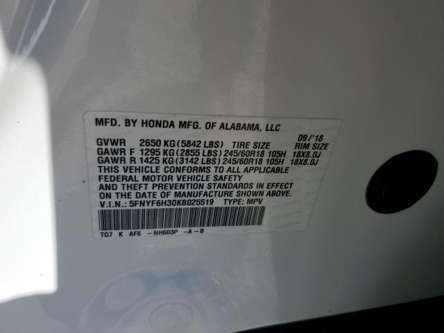 2019 Honda Pilot Ex VIN: 5FNYF6H30KB025519 Lot: 58065144
