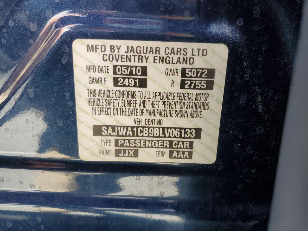 SAJWA1CB9BLV06133 2011 Jaguar Xj