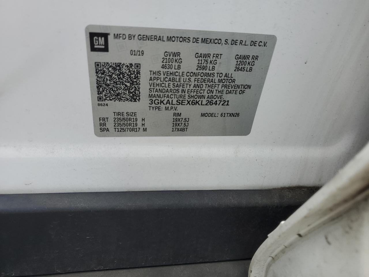 3GKALSEX6KL264721 2019 GMC Terrain Denali