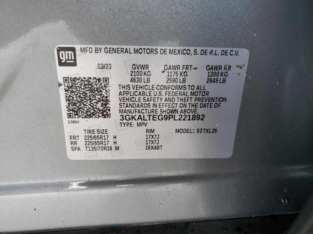 3GKALTEG9PL221892 2023 GMC Terrain Sle