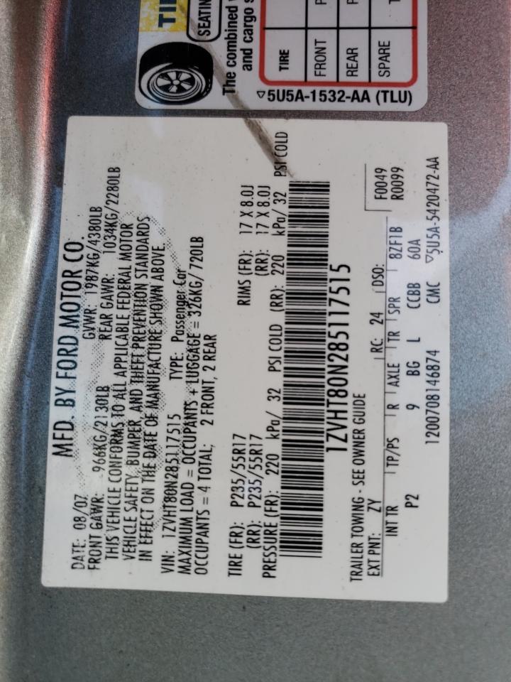 1ZVHT80N285117515 2008 Ford Mustang