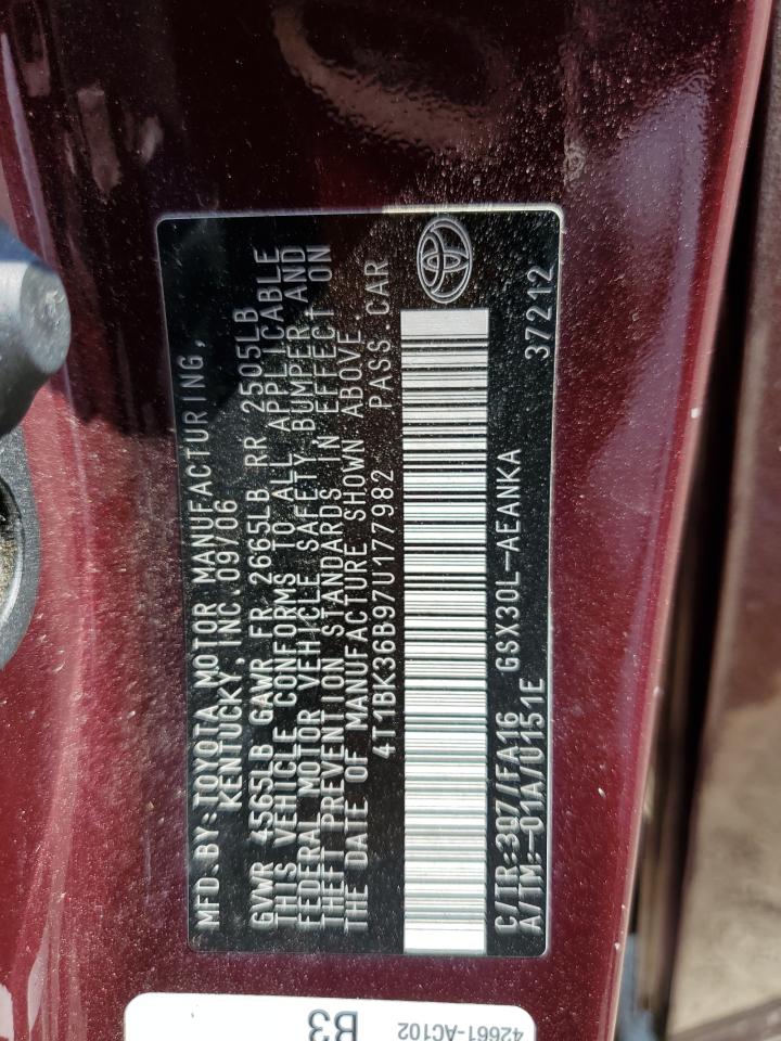 4T1BK36B97U177982 2007 Toyota Avalon Xl