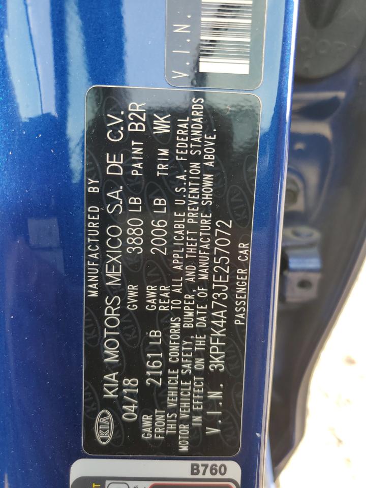 3KPFK4A73JE257072 2018 Kia Forte Lx