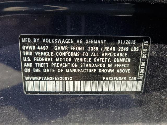 2015 VOLKSWAGEN CC EXECUTI WVWRP7AN3FE820672