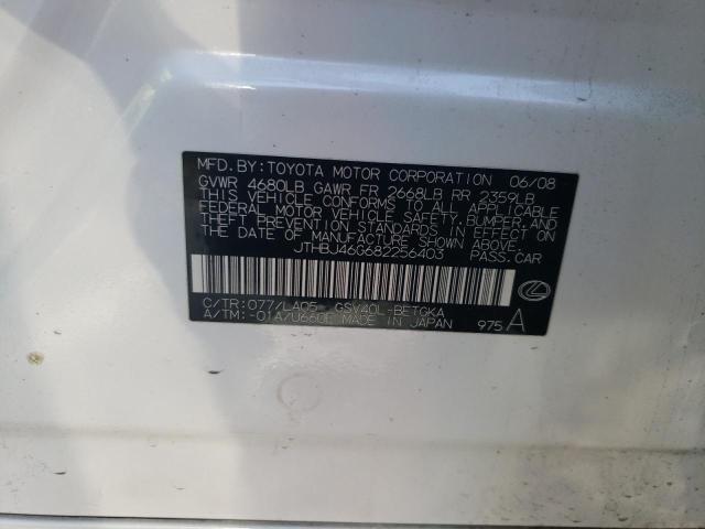 2008 Lexus Es 350 VIN: JTHBJ46G682256403 Lot: 57820474