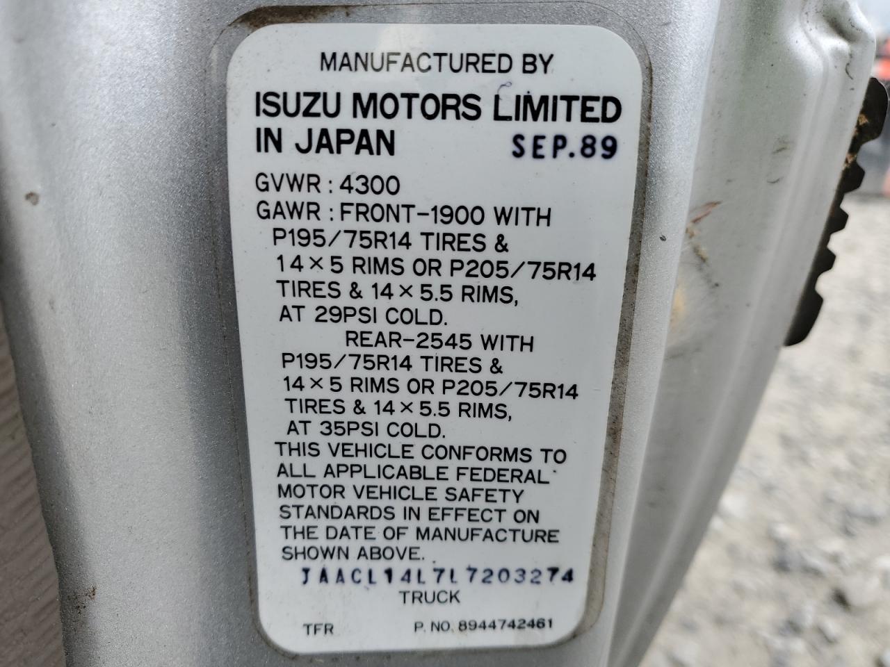 JAACL14L7L7203274 1990 Isuzu Conventional Long Bed