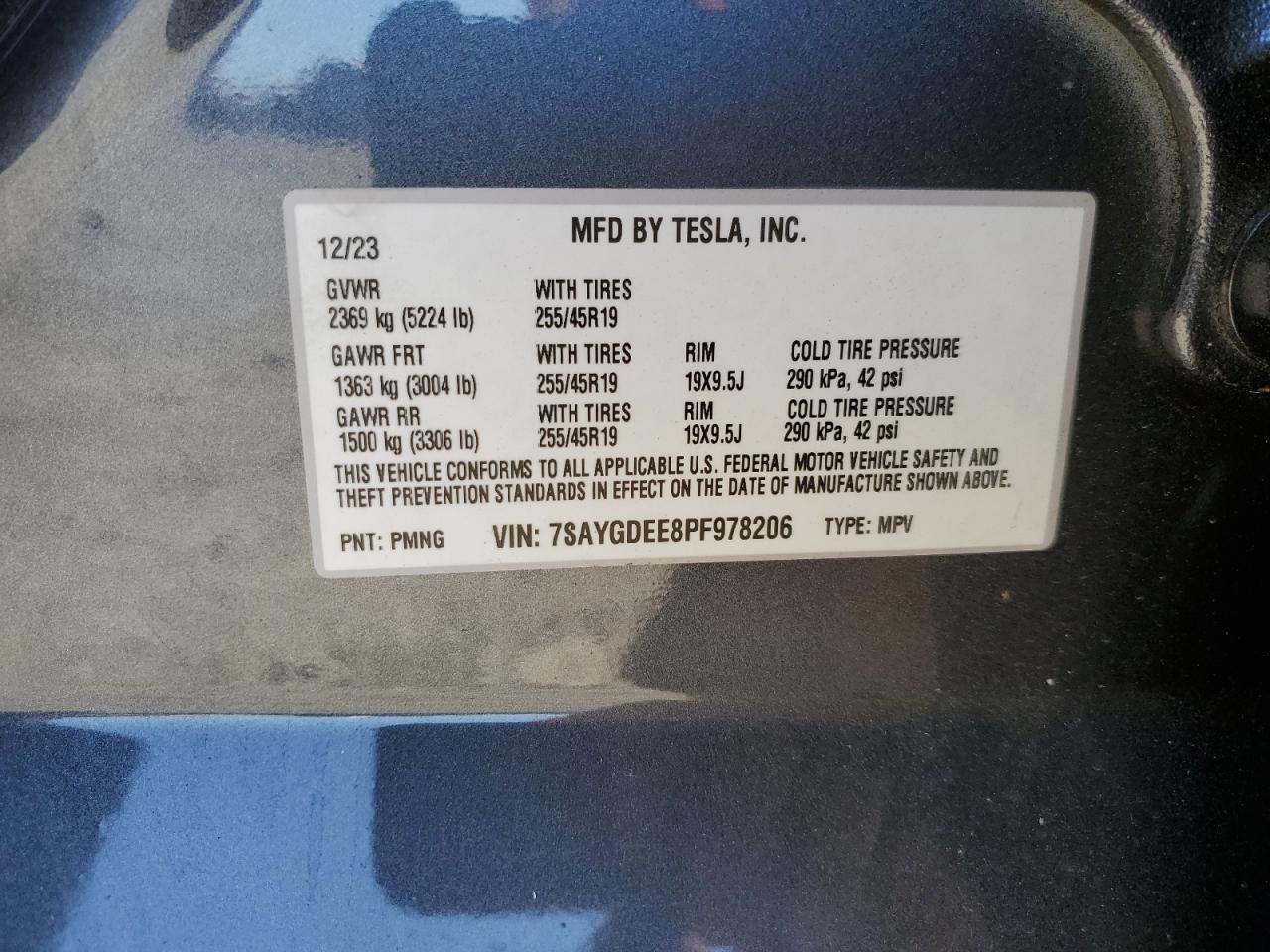 7SAYGDEE8PF978206 2023 Tesla Model Y