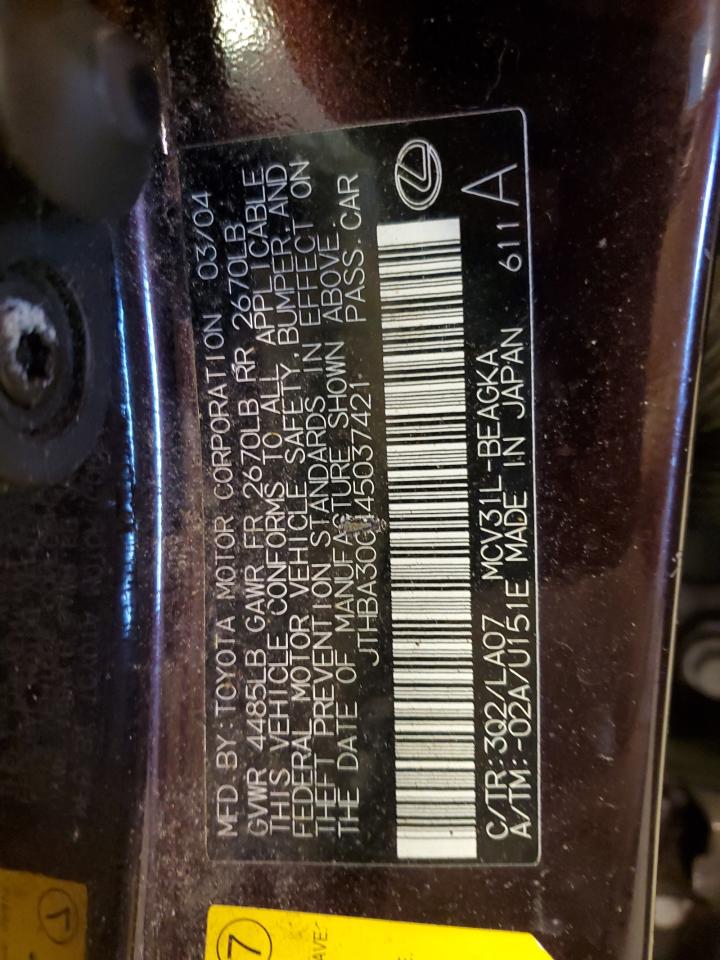 JTHBA30G445037421 2004 Lexus Es 330