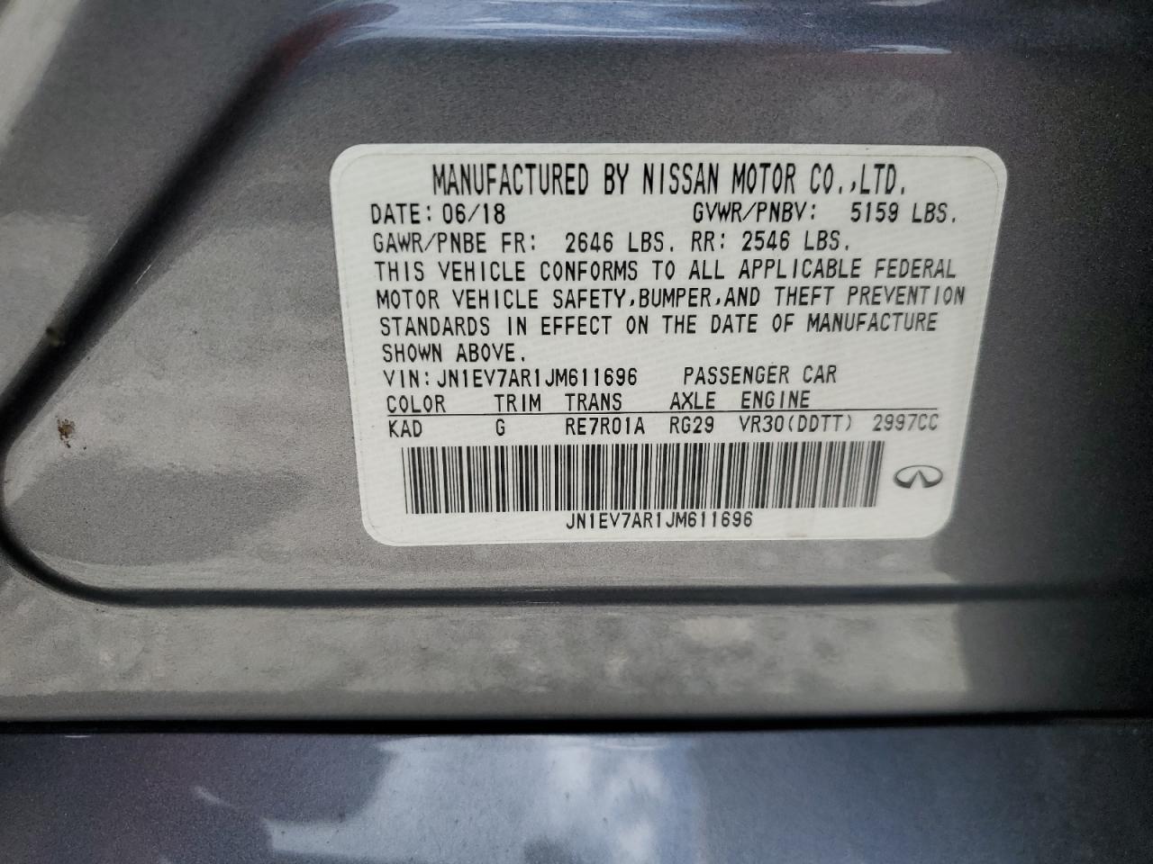 JN1EV7AR1JM611696 2018 Infiniti Q50 Luxe