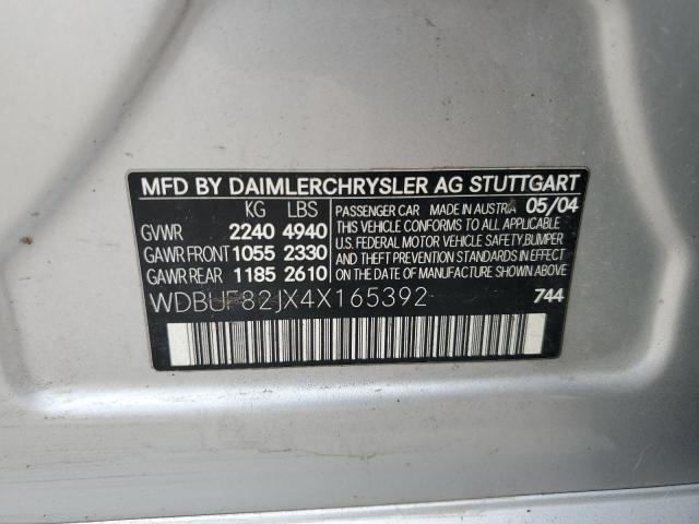 2004 Mercedes-Benz E 320 4Matic VIN: WDBUF82JX4X165392 Lot: 60552794