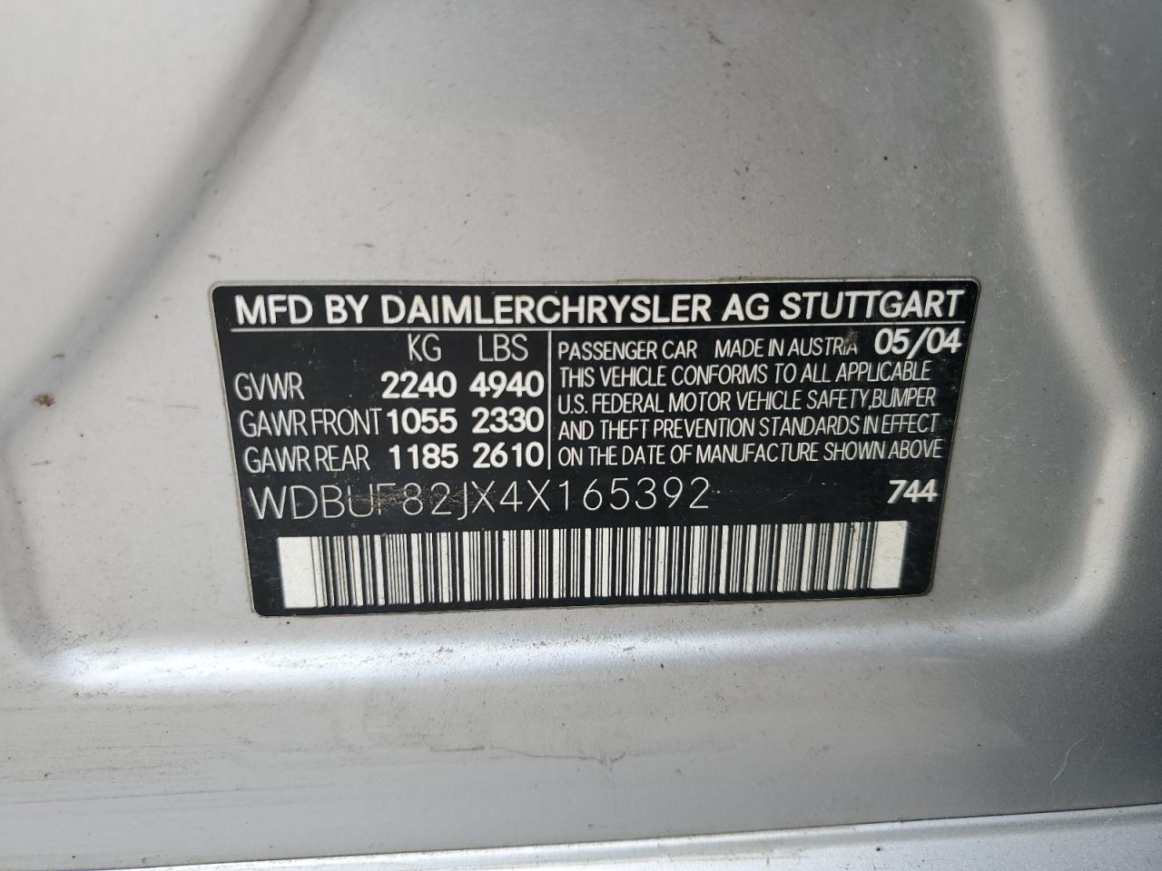 WDBUF82JX4X165392 2004 Mercedes-Benz E 320 4Matic