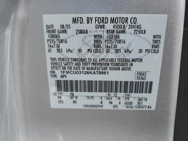 2006 Ford Escape Xlt VIN: 1FMCU03126KA78861 Lot: 58958354