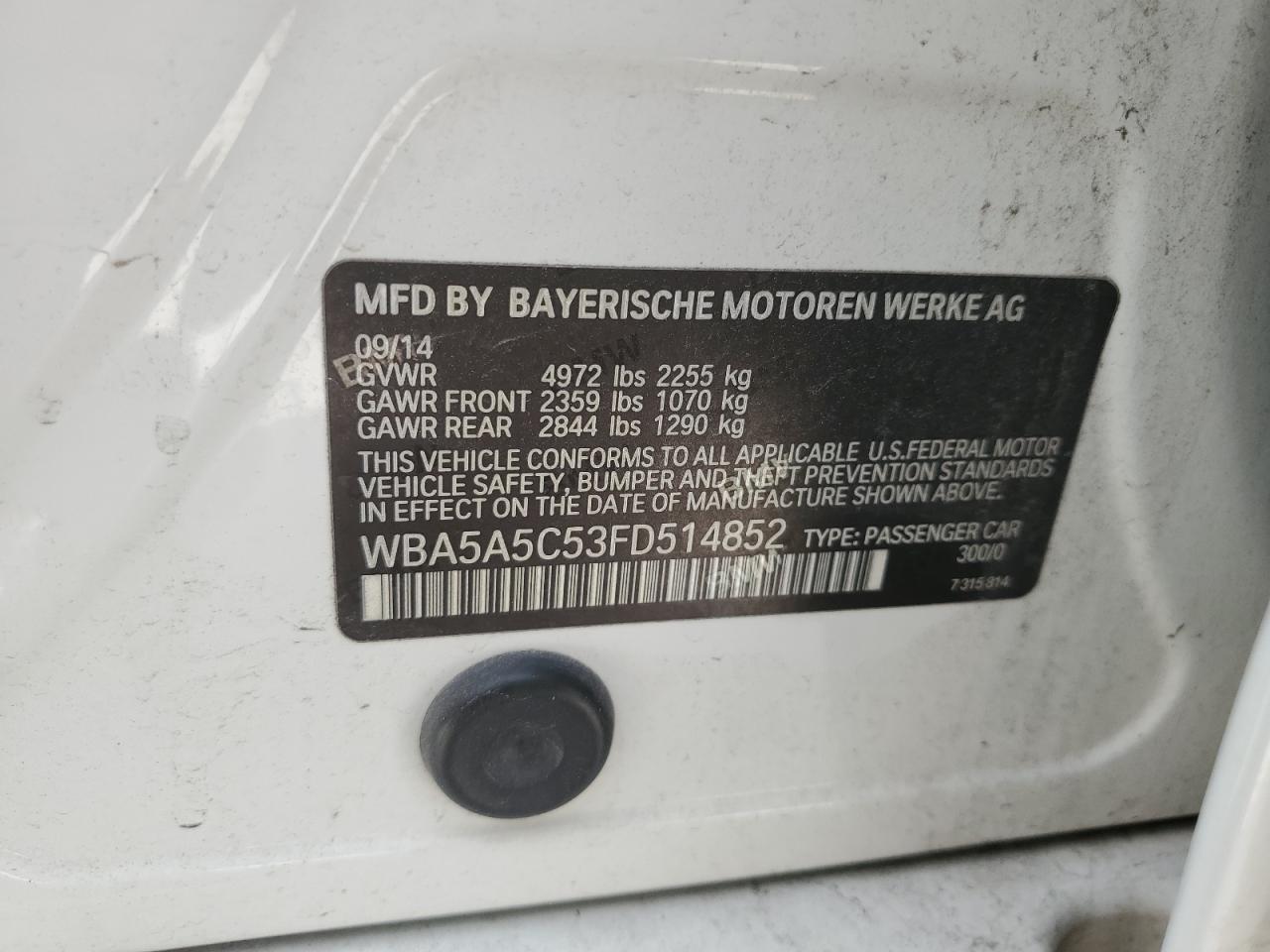 WBA5A5C53FD514852 2015 BMW 528 I