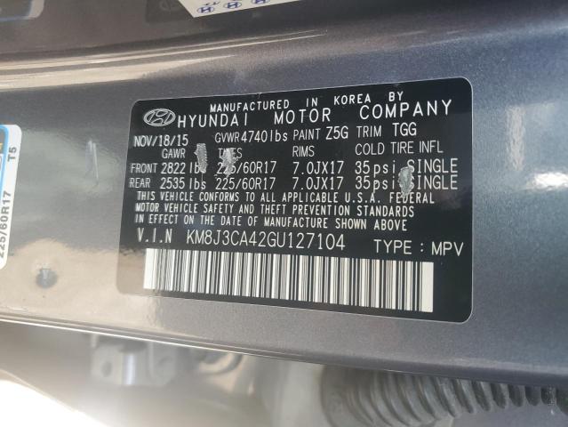 2016 Hyundai Tucson Limited VIN: KM8J3CA42GU127104 Lot: 59277664