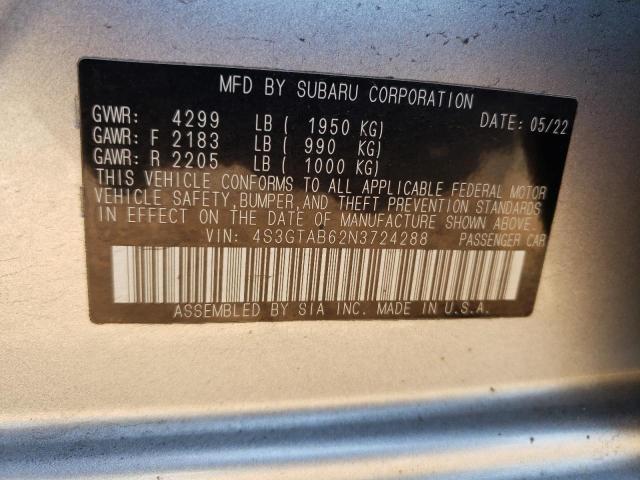 2022 Subaru Impreza VIN: 4S3GTAB62N3724288 Lot: 54684404