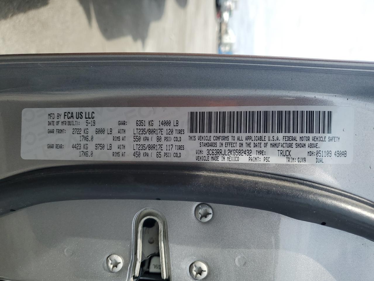 3C63RRJL2KG582432 2019 Ram 3500 Laramie