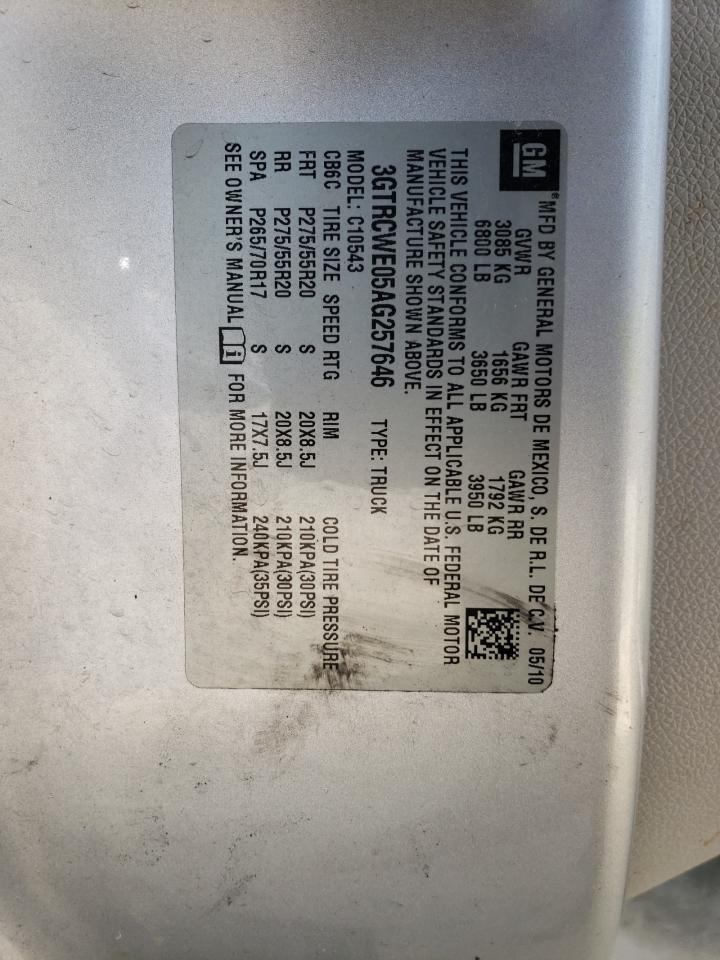 3GTRCWE05AG257646 2010 GMC Sierra C1500 Slt