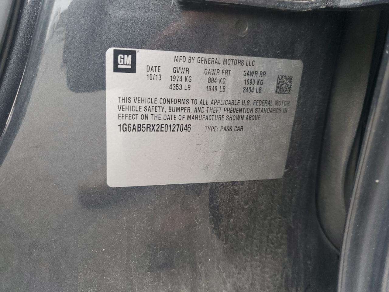 1G6AB5RX2E0127046 2014 Cadillac Ats Luxury