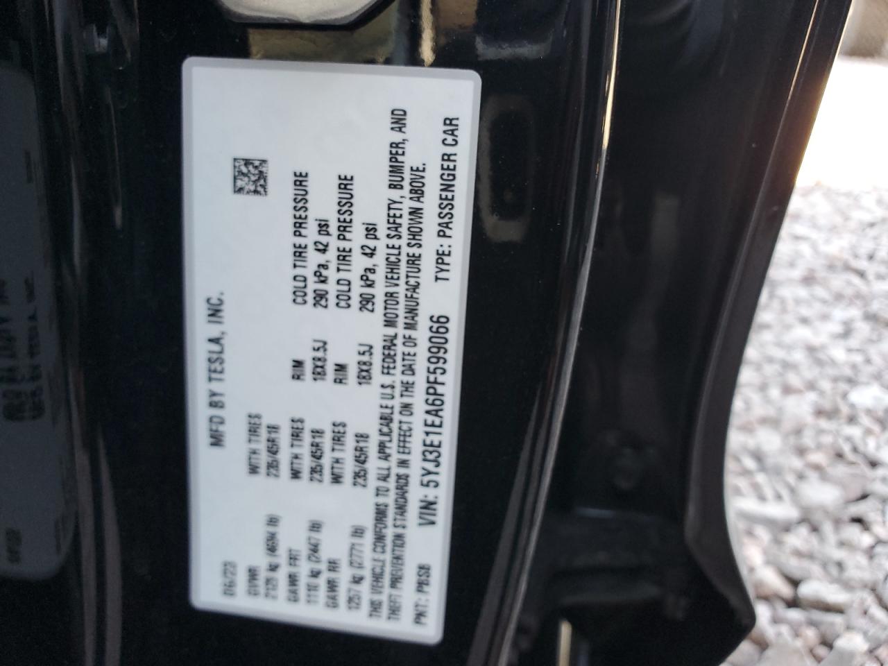 5YJ3E1EA6PF599066 2023 Tesla Model 3