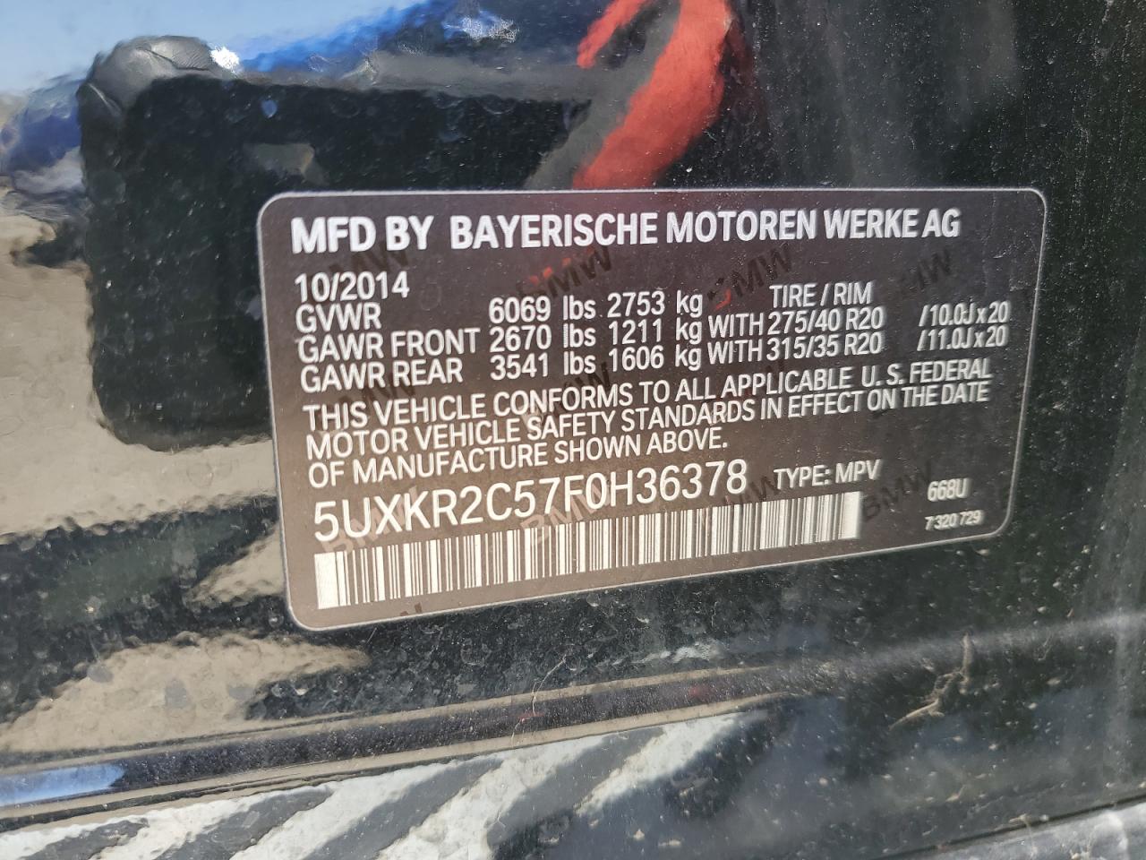 5UXKR2C57F0H36378 2015 BMW X5 Sdrive35I