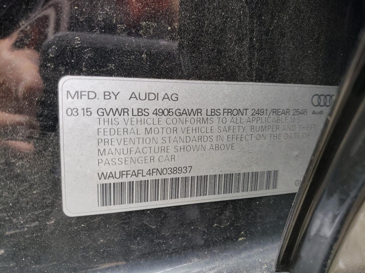 WAUFFAFL4FN038937 2015 Audi A4 Premium Plus