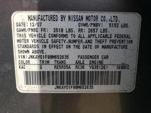 2008 Infiniti M35 Base VIN: JNKAY01F98M652635 Lot: 57246364