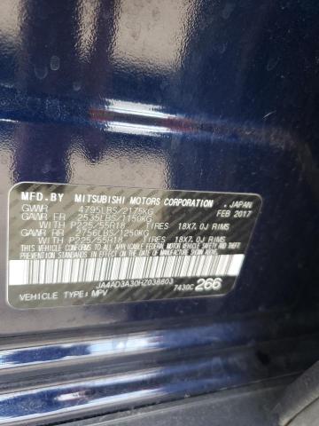 2017 Mitsubishi Outlander Se VIN: JA4AD3A30HZ038803 Lot: 59784564