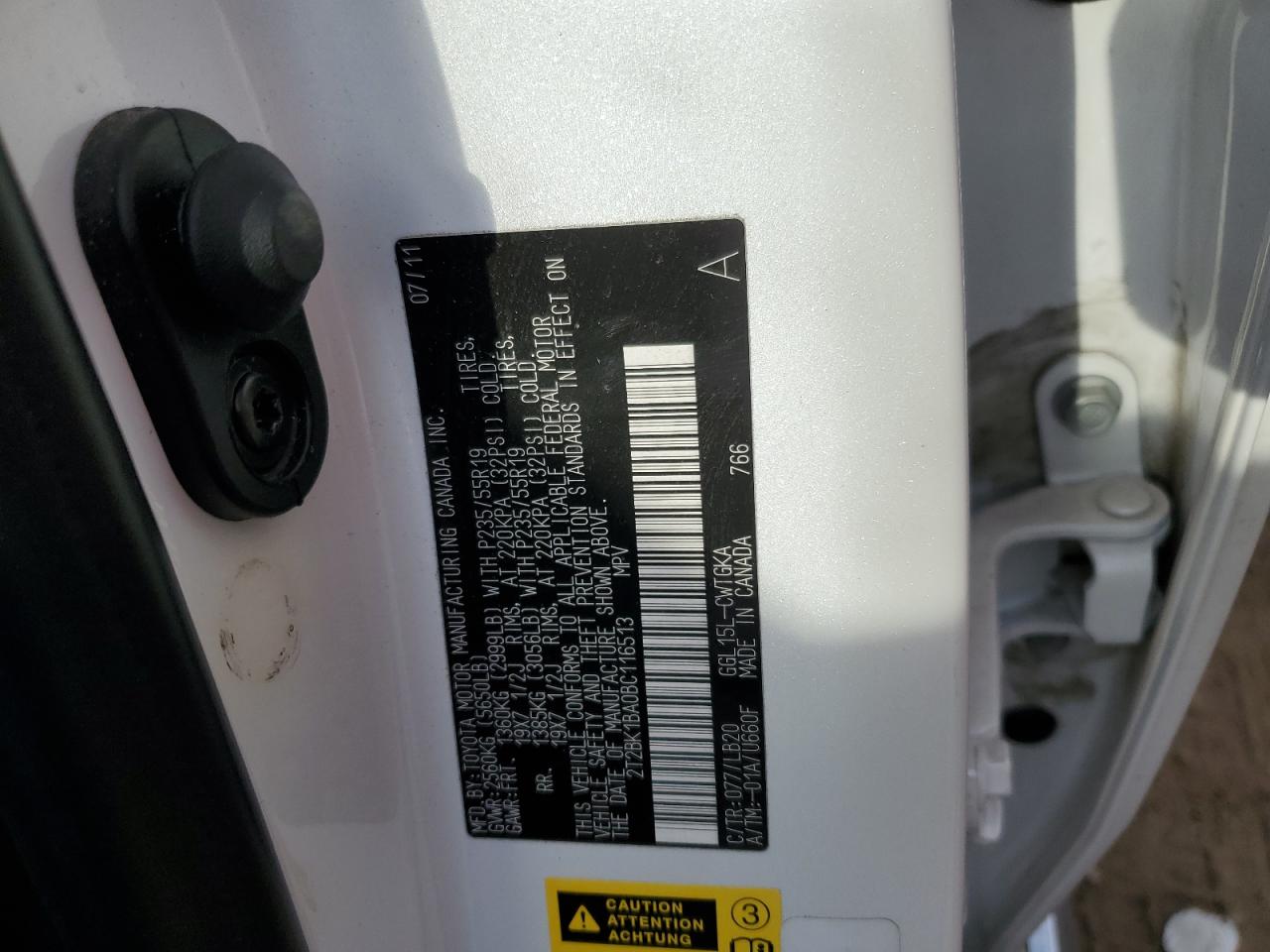 2T2BK1BA0BC116513 2011 Lexus Rx 350