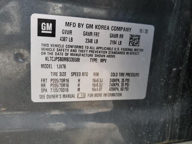 2021 Chevrolet Trax 1Lt VIN: KL7CJPSB0MB335588 Lot: 53759204