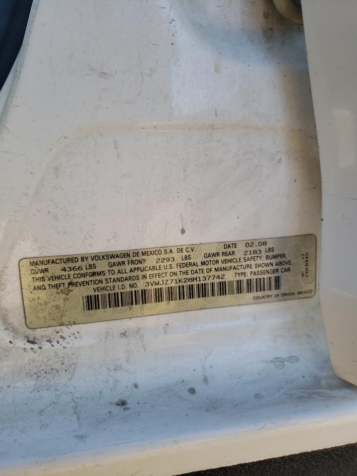 3VWJZ71K28M137742 2008 Volkswagen Jetta S