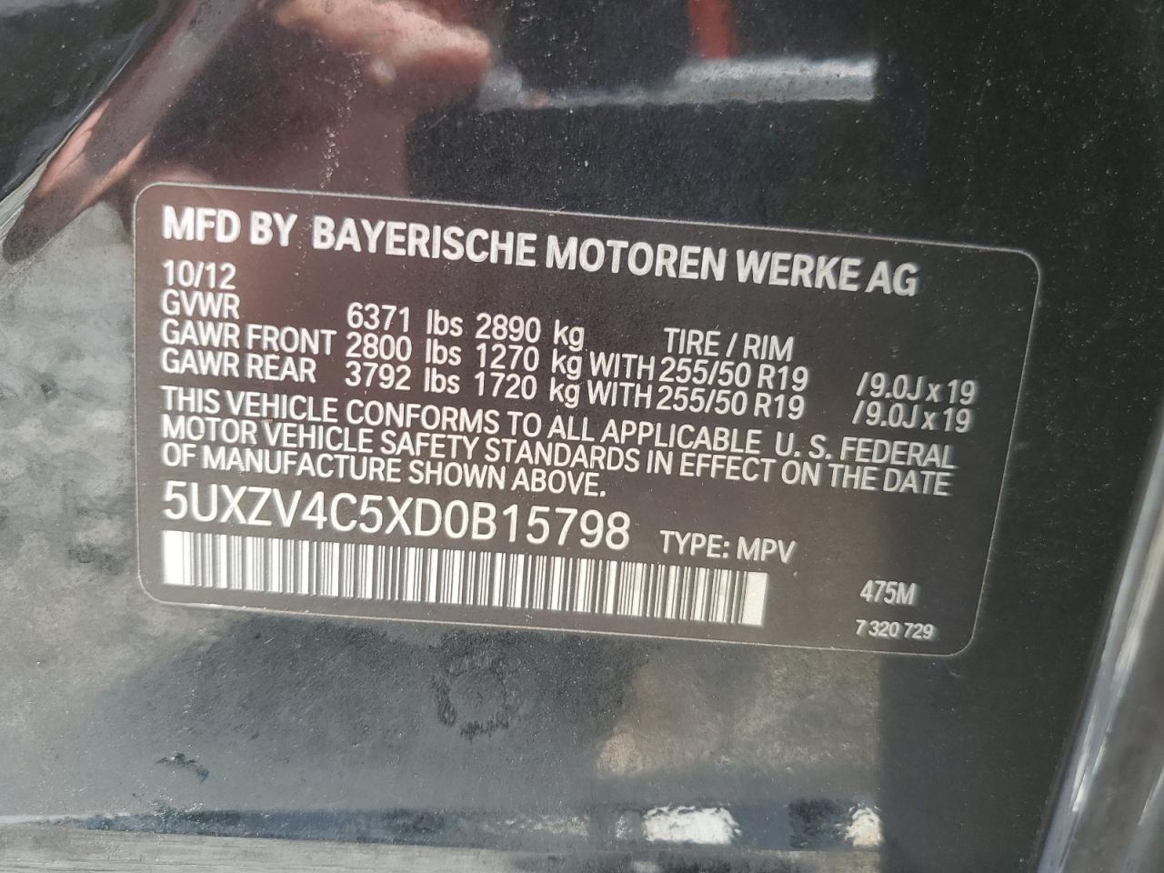 5UXZV4C5XD0B15798 2013 BMW X5 xDrive35I