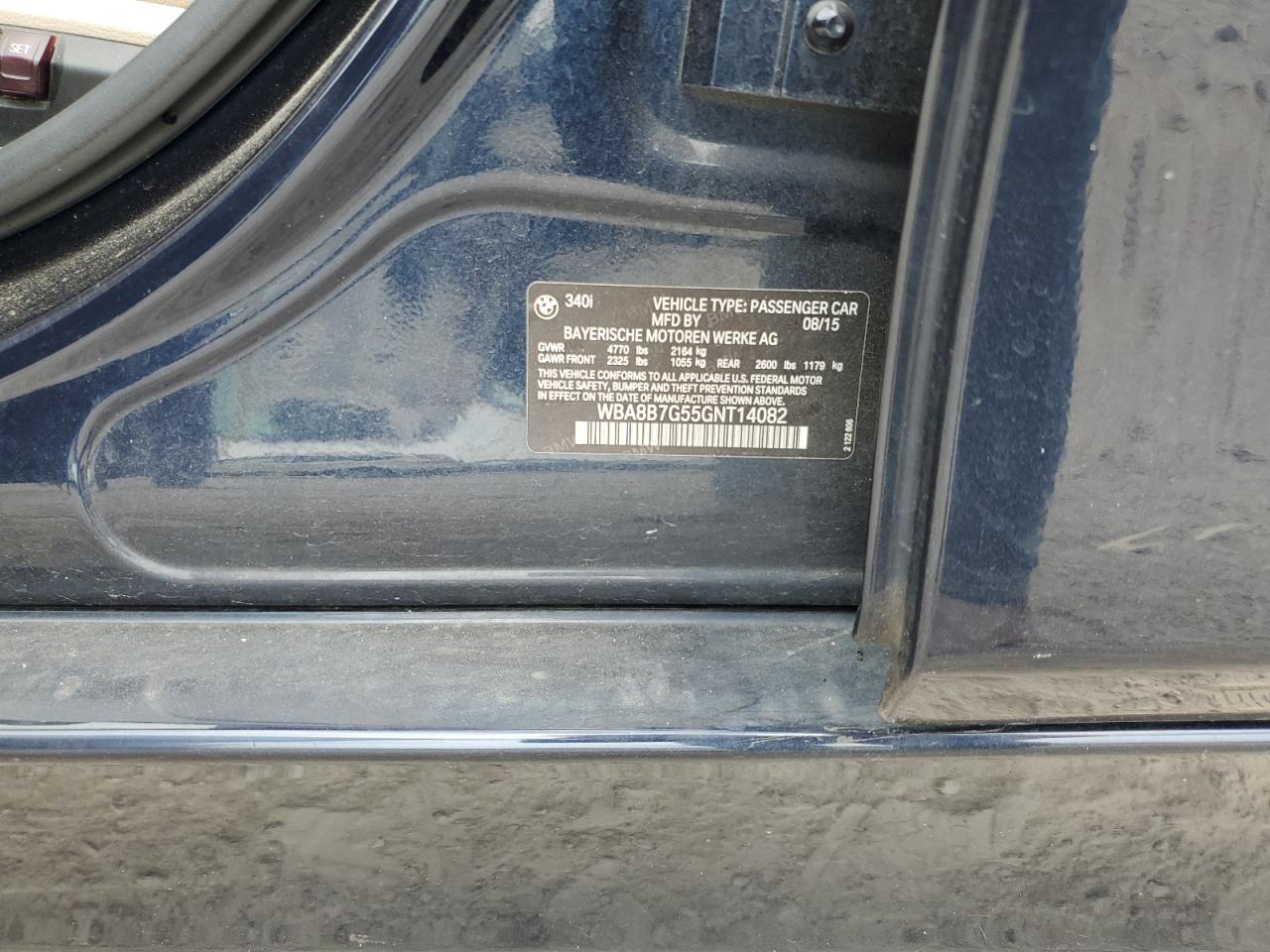 WBA8B7G55GNT14082 2016 BMW 340 Xi