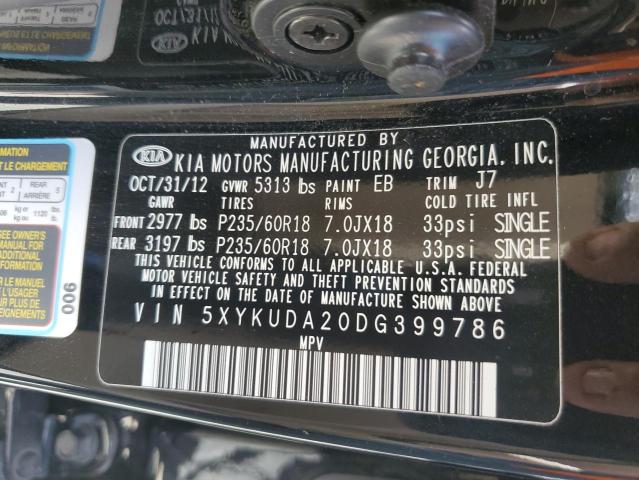 2013 Kia Sorento Ex VIN: 5XYKUDA20DG399786 Lot: 60100544