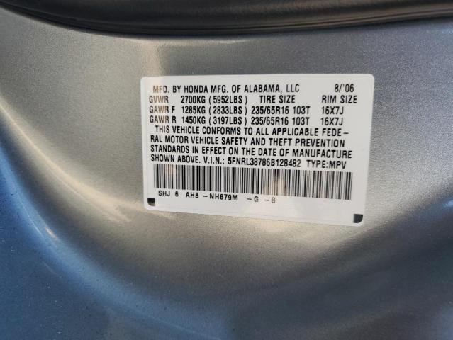 2006 Honda Odyssey Exl VIN: 5FNRL38786B128482 Lot: 58473044